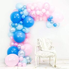 img 4 attached to 🎈 Complete Junibel Balloon Arch & Garland Kit for Gender Reveal, Wedding, Baby Shower, Graduation, Anniversary Organic Party Decorations with Blue & Pink Pearl & Latex Balloons, Adhesive Dots & Decorating Strip