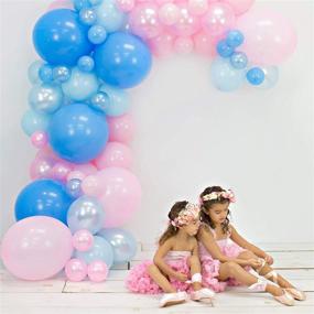 img 2 attached to 🎈 Complete Junibel Balloon Arch & Garland Kit for Gender Reveal, Wedding, Baby Shower, Graduation, Anniversary Organic Party Decorations with Blue & Pink Pearl & Latex Balloons, Adhesive Dots & Decorating Strip