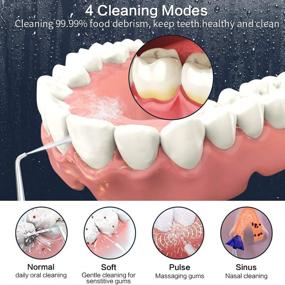 img 3 attached to 🦷 Portable Travel Teeth Cleaner - KOOVON Water Flosser Professional Cordless for Teeth: Electric Rechargeable Dental Oral Irrigator with 4 Modes & 5 Replacement Tips, IPX7 Waterproof, Travel Bag