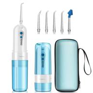 🦷 portable travel teeth cleaner - koovon water flosser professional cordless for teeth: electric rechargeable dental oral irrigator with 4 modes & 5 replacement tips, ipx7 waterproof, travel bag logo