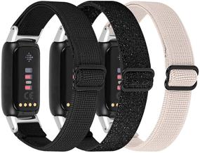 img 4 attached to 🎀 Обвязки из эластичной ткани CharmingElf - Заменяемые ремешки для Fitbit Luxe для женщин и мужчин - Большие и малые размеры - Дышащие ремешки из ткани с узором петли