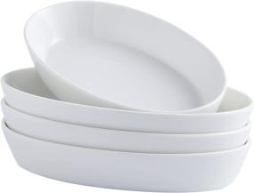 img 4 attached to UIBCWN Oval Au Gratin Baking Dishes: Set of 4 Porcelain 7.8'' x 4.8'' Oven Safe Roasting Lasagna Pan, Ideal for Crème Brulee