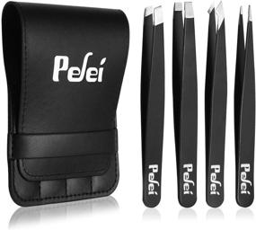 img 4 attached to 🔧 Pefei Tweezers Set - Deluxe Stainless Steel Precision Tweezers for Eyebrows, Facial Hair, Splinters, and Ingrown Hair Removal (Black)