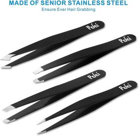 img 1 attached to 🔧 Pefei Tweezers Set - Deluxe Stainless Steel Precision Tweezers for Eyebrows, Facial Hair, Splinters, and Ingrown Hair Removal (Black)