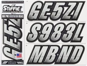 img 4 attached to 🚤 High-Performance Stiffie Techtron Silver/Black 3" Alpha-Numeric Registration ID Stickers for Boats & Personal Watercraft