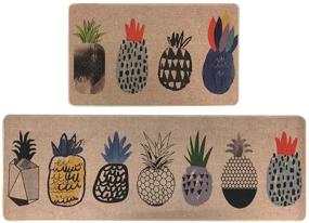 img 4 attached to 🍍 ЛИЗИБУ 2 шт. микрофибра Кухонные коврики с подушкой, мягкий поваренный, с антискользящим резиновым основанием, стирающиеся коврики для пола, ванная коврик, коврик для прихожей, ковер для зоны (17x29+17x47, Ананас) с улучшенным SEO