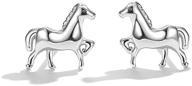 🐴 women's teen girls 925 sterling silver horse stud earrings - tiny size, hypoallergenic, perfect for sensitive ears - personalized animal fashion jewelry, ideal for cartilage, tragus & minimalist styles - great birthday or bff gift idea logo