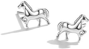 img 2 attached to 🐴 Women's Teen Girls 925 Sterling Silver Horse Stud Earrings - Tiny Size, Hypoallergenic, Perfect for Sensitive Ears - Personalized Animal Fashion Jewelry, Ideal for Cartilage, Tragus & Minimalist Styles - Great Birthday or BFF Gift Idea