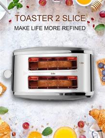 img 2 attached to 🍞 Stylish Retro 2 Slice Stainless Steel Toaster with Wide Slot, 6 Browning Settings, and Multiple Functions - 800W Silver Anti-Fingerprint Design