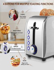 img 1 attached to 🍞 Stylish Retro 2 Slice Stainless Steel Toaster with Wide Slot, 6 Browning Settings, and Multiple Functions - 800W Silver Anti-Fingerprint Design