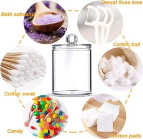 img 1 attached to 🧼 Xilanhhaa 4 Pack Plastic Cotton Swab Ball Pad Holders - Clear Acrylic Jar with Lids Makeup Organizer for Cotton Swab, Rounds, Ball, Floss Picks, Bath Salts
