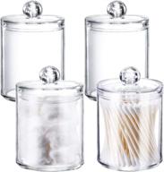 🧼 xilanhhaa 4 pack plastic cotton swab ball pad holders - clear acrylic jar with lids makeup organizer for cotton swab, rounds, ball, floss picks, bath salts logo