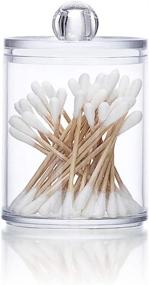 img 2 attached to 🧼 Xilanhhaa 4 Pack Plastic Cotton Swab Ball Pad Holders - Clear Acrylic Jar with Lids Makeup Organizer for Cotton Swab, Rounds, Ball, Floss Picks, Bath Salts
