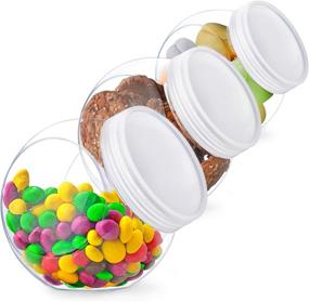 img 4 attached to 🍬 Kitchen Counter Candy Jar Set with Lids - Plastic Candy Buffet Containers for Party Table - Clear Candy Jars with Lids, 3 Pack, 48 oz