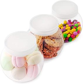 img 3 attached to 🍬 Kitchen Counter Candy Jar Set with Lids - Plastic Candy Buffet Containers for Party Table - Clear Candy Jars with Lids, 3 Pack, 48 oz