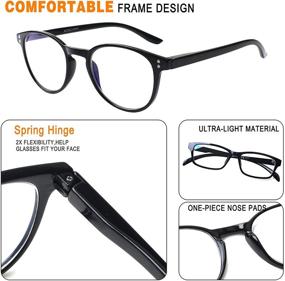 img 1 attached to ✨ Enhance Your Digital Experience with Computer Reading Glasses 5 Pack Retro Round Frame Blue Light Blocking Eyeglasses - Ideal for Comfortable Reading - Perfect for Women and Men