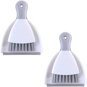 img 4 attached to YONILL Small Dustpan and Brush Set with Rubber Edge - Mini Hand Broom and Dustpan Cleaning Tool for Cars, Desk, Keyboard, Countertop, Pet Nest - Pack of 2