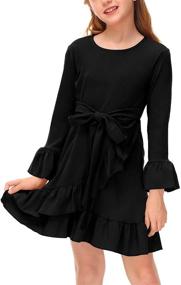 img 4 attached to 👗 BesserBay Sleeve Waist Ruffle Green Girls' Dress: Stylish Clothing for Fashionable Little Girls