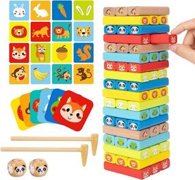 img 4 attached to TOOKYLAND Colored Wooden Stacking Pictures