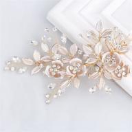 handcrafted rhinestone bridal comb barrette - sweetv light rose gold wedding hair accessory for women logo