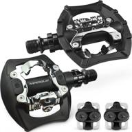 🚲 marque mtb spd dual pedals: 9/16” axle mountain bike pedals with shimano spd compatibility and flat platform – perfect for gravel cycling, trekking, and touring bicycles – includes spd clipless cleats logo