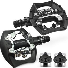 img 4 attached to 🚲 MARQUE MTB SPD Dual Pedals: 9/16” Axle Mountain Bike Pedals with Shimano SPD Compatibility and Flat Platform – Perfect for Gravel Cycling, Trekking, and Touring Bicycles – Includes SPD Clipless Cleats