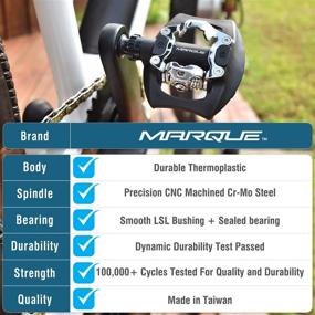 img 1 attached to 🚲 MARQUE MTB SPD Dual Pedals: 9/16” Axle Mountain Bike Pedals with Shimano SPD Compatibility and Flat Platform – Perfect for Gravel Cycling, Trekking, and Touring Bicycles – Includes SPD Clipless Cleats