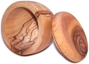 img 2 attached to 🍃 Premium Asfour Outlet Trademark Olive Wood Salt/Sugar Keeper - Handcrafted, 3" Diameter