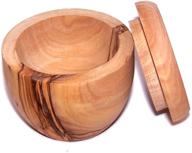 🍃 premium asfour outlet trademark olive wood salt/sugar keeper - handcrafted, 3" diameter logo