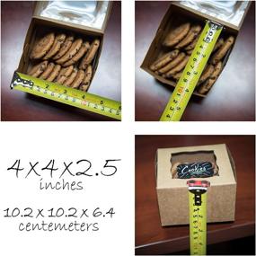 img 3 attached to 🎁 10 Pack 4x4x2.5" Small Brown Bakery/Pastry Boxes with Window - Ideal for Weddings, Holidays, Party Favors, Birthdays, Desserts - Includes Bonus Labels