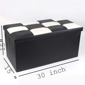 img 3 attached to 🪑 B.N.D TOP Folding Storage Ottoman Bench, Footrest Padded Seat, Faux Leather, Black & White 30 Inch - Versatile Shoe Storage Seat or Blanket Chest - Black & White Bench (30")