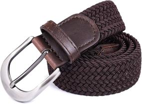 img 3 attached to Braided Stretch Elastic Leather Multicolored Men's Accessories for Belts