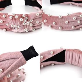 img 1 attached to 🎀 Vintage Velvet Wide Headbands with Pearl Accents - 3 Pack Fashion Hair Accessories for Women and Girls