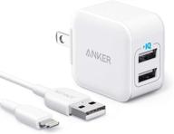 🔌 зарядное устройство anker powerport iii для iphone с сертифицированным lightning-кабелем mfi - с двумя usb-портами, складной штепсель - совместимо с iphone, ipad и другими устройствами логотип