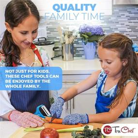 img 3 attached to 🔪 TruChef Kids Knife Set - Complete 5 Piece Blue Cook Set for Little Chefs - Includes Kids Chef Knife, Paring Knife, Peeler, Scissors & Holder