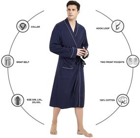 img 2 attached to 🛀 Ultimate Comfort: U2SKIIN Mens Lightweight Cotton Bathrobe for Unmatched Relaxation