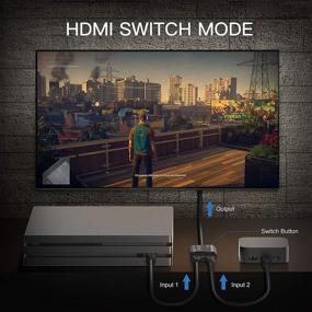 img 2 attached to 🔀 Високопроизводительный HDMI переключатель PORTTA 4K 60Hz с фиксированным кабелем - двухнаправленный разветвитель 1 в 2, поддержка HDCP 2.2 HDR10 3D для Xbox PS4 Roku HDTV Monitor.