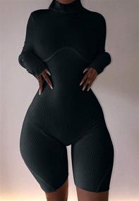 img 1 attached to 🔥 XLLAIS Women's Stunning High Neck Long Sleeve Bodycon Romper Jumpsuit Rib Outfits - Unleash Your Sexy Charm!