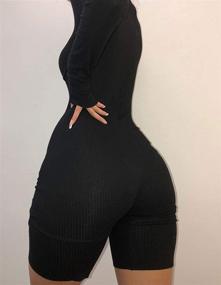 img 2 attached to 🔥 XLLAIS Women's Stunning High Neck Long Sleeve Bodycon Romper Jumpsuit Rib Outfits - Unleash Your Sexy Charm!