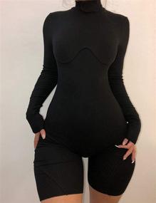 img 3 attached to 🔥 XLLAIS Women's Stunning High Neck Long Sleeve Bodycon Romper Jumpsuit Rib Outfits - Unleash Your Sexy Charm!