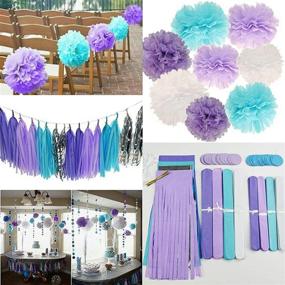 img 3 attached to 🏻 Underwater Mermaid Party Decorations: Purple-Blue Pastel Tissue Paper Pom Poms, Perfect for Baby Showers, First Birthdays, Sea-Themed Parties, and Purple Bridal Showers