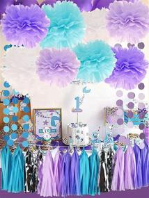 img 4 attached to 🏻 Underwater Mermaid Party Decorations: Purple-Blue Pastel Tissue Paper Pom Poms, Perfect for Baby Showers, First Birthdays, Sea-Themed Parties, and Purple Bridal Showers