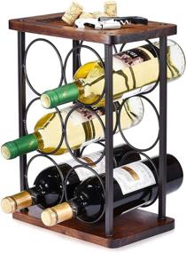 img 4 attached to 🍷 Wooden Countertop Wine Rack, Stylish Wine Bottle Holder for Home Decor & Kitchen Storage, Bar, Cellar, Cabinet, Pantry, etc. - Holds 6 Bottles