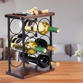 img 2 attached to 🍷 Wooden Countertop Wine Rack, Stylish Wine Bottle Holder for Home Decor & Kitchen Storage, Bar, Cellar, Cabinet, Pantry, etc. - Holds 6 Bottles