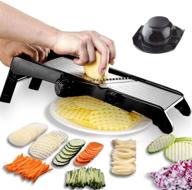 🔪 gprome mandoline slicer: adjustable vegetable slicer for precise thickness cutting - efficient fruit potato slicer, french fries cutter, julienne grater - premium stainless steel blades (black) logo