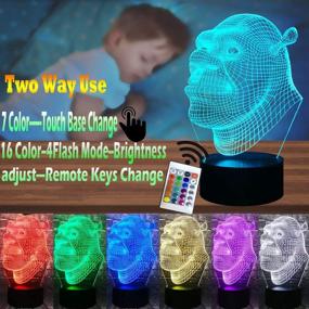 img 3 attached to 👾 Shrek Night Lamp - Green Monster 3D Visual LED Light with Comic Theme, Cartoon Action Figure Design and 7 Color Change - Perfect Decorative Kid Desk Sleep Lamp, Great Xmas Souvenir & Children's Day Gift