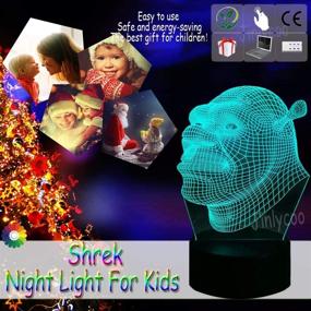 img 2 attached to 👾 Shrek Night Lamp - Green Monster 3D Visual LED Light with Comic Theme, Cartoon Action Figure Design and 7 Color Change - Perfect Decorative Kid Desk Sleep Lamp, Great Xmas Souvenir & Children's Day Gift