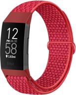 nylon watch bands for fitbit charge 4/charge 3/se: soft breathable replacement wristband in chinese red logo