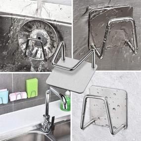 img 1 attached to 🧽 SUS304 Stainless Steel Adhexitol Sponge Holder - Small Kitchen Sink Caddy, Strong Adhesive Rustproof & Waterproof - Minimal Space-Saving Design for Quick Drying and Sink Space Optimization