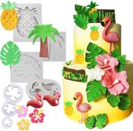 🎂 7-piece jevenis tropical cake decorating set with flamingo fondant mold - ideal for hawaiian baby showers & summer luau cake decorations, includes silicone cutter logo